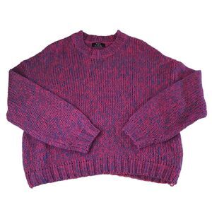 Bershka Chunky Marled Knit Sweater Pink Blue Oversized Crewneck Size Large